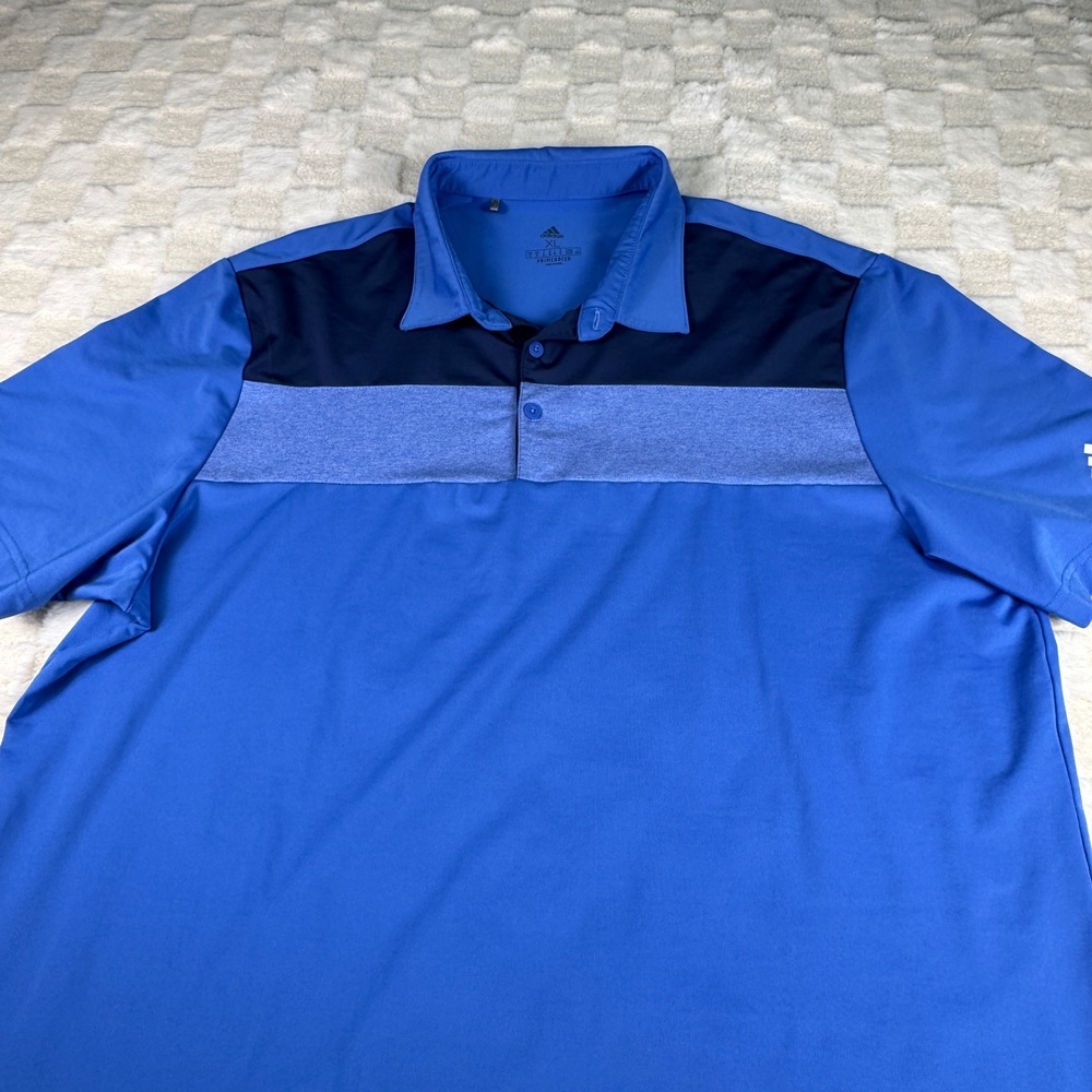 Adidas Golf Polo Shirt Mens XL Blue Primegreen ClimaLite Athletic Top - Picture 5 of 10